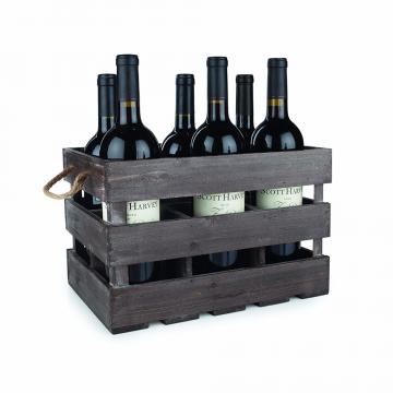 Handmade Vintage Natural Pine Wood Crate 2 Wine Bottle Travel Storage Box Carrying Display Case
