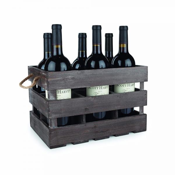 Handmade Vintage Natural Pine Wood Crate 2 Wine Bottle Travel Storage Box Carrying Display Case #2 image