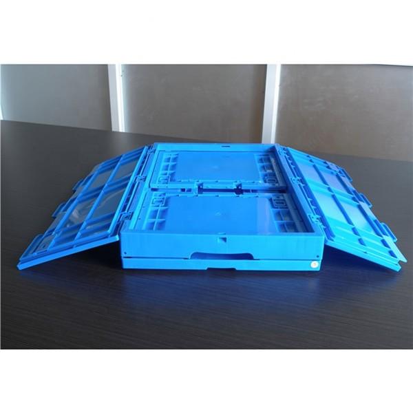 Warehouse Stackable Plastic Crate/ Nesting Container for Moving/ Attached Lid Tote Box #3 image